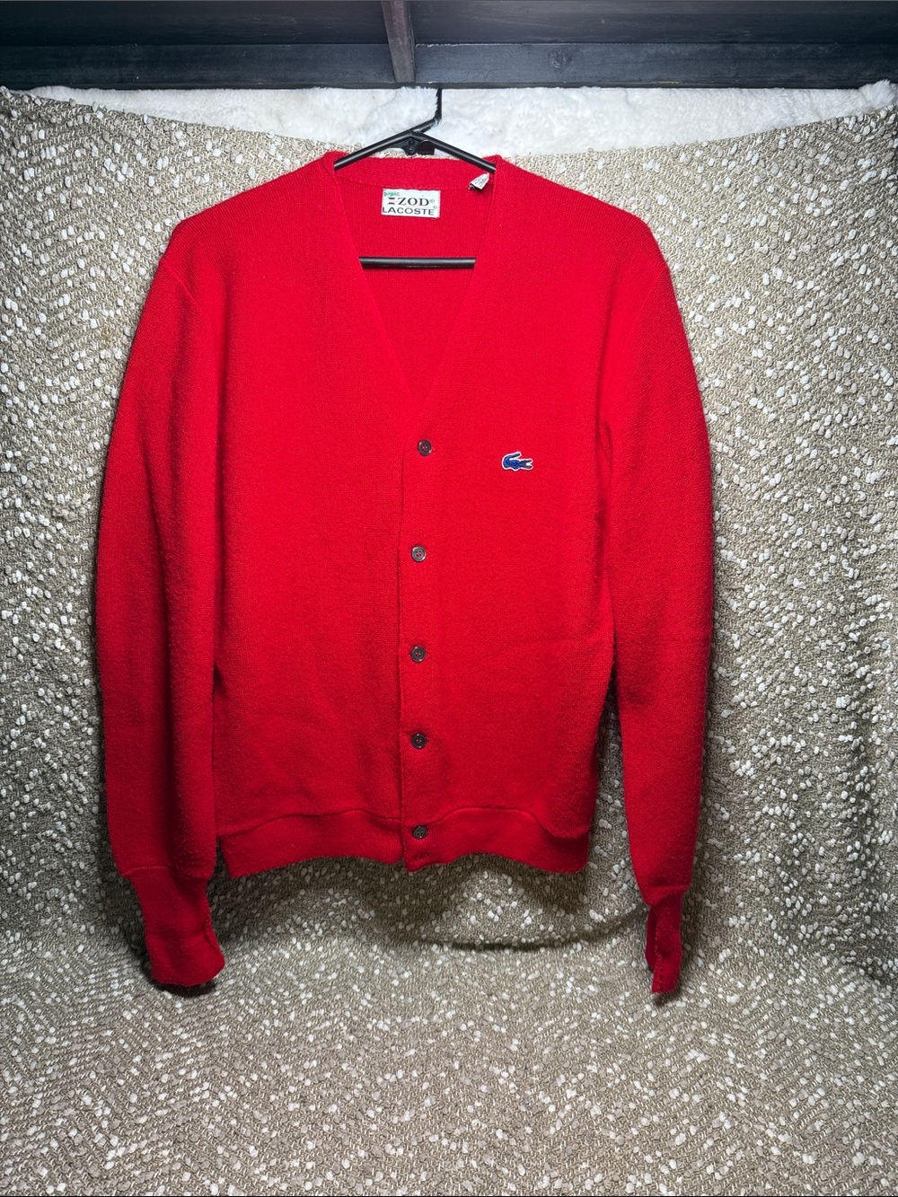 Lacoste Men’s Bright Red V-Neck Button Cardigan